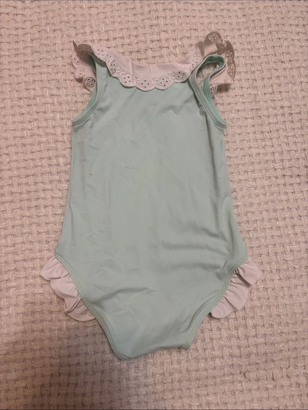 The Beaufort Bonnet Company Mint Green and White Ruffle Swimsuit